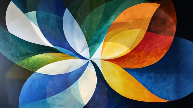 Symmetrical Floral Abstract Painting with Gradient Colors and Balanced Composition