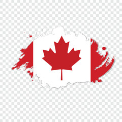 Grunge style Canadian flag vector on transparent background. Red maple leaf for patriotic projects and Canada Day designs.