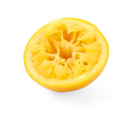 Half of squeezed orange isolated on white