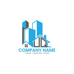Modern Real Estate Logo Design – Blue Building Icon Template for Construction or Property Business