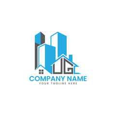 Modern Real Estate Logo Design – Blue Building Icon Template for Construction or Property Business