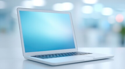 create image featuring laptop screen displaying interactive presentation interface with vibrant digital slides