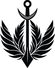 Phoenix Feather Anchor Rebirth on White Background