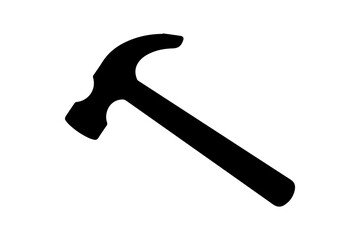 Simple line icon of a hammer with a straight handle on a transparent background
