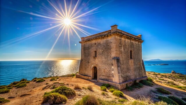 San Jose Tower, Tabarca Island, Alicante, Spain - Sunny Day High-Resolution Stock Photo