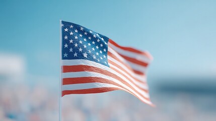 Fototapeta premium minimalistic scene of independence day celebration with blurred crowd in background