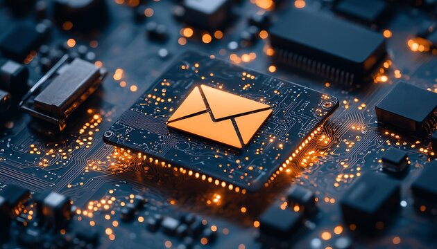 Email icon on circuit board