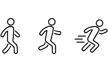 Running and walking people icons. Vector illustration, editable strokes