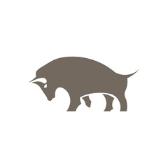 Elegant Buffalo Silhouette Strong Animal Vector Logo