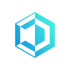Minimalist Hexagon Shape Modern Tech Logo