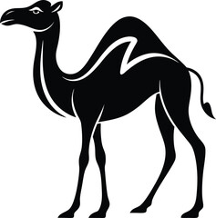 Camel silhouette, Camel icon vector, black camel animal silhouette
