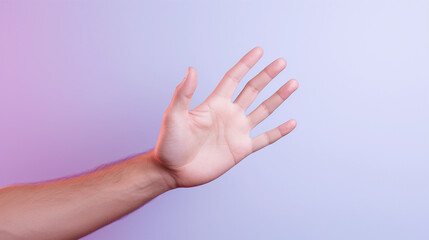 Close-up of a person's hand captured mid-wave against a clean solid color background, symbolizing friendly greeting, welcoming gesture, human connection, and communication