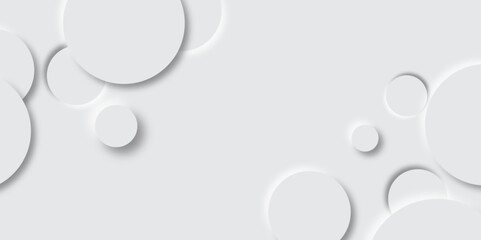 Abstract grey geometric overlapping circle background Neomorphs style. Presentation slide template. Vector circles design Object web Round shape clean modern poster, banner background Vector	