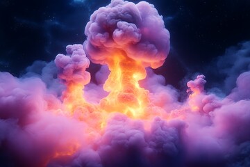 Surreal cloudscape with glowing plasma core