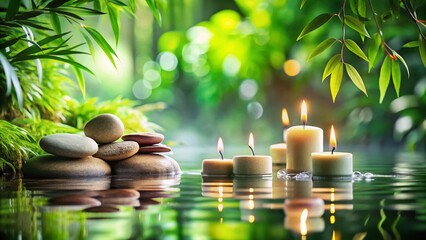 Serene Spa Relaxation: Long Exposure Postcard with Blank Space for Message