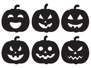 pumpkin collection silhouette. Big set of pumpkin silhouette. Vector illustration 