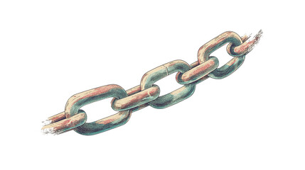 Obraz premium A strong, shiny metal chain with steel links forms a powerful connection, isolated on transparent background. PNG