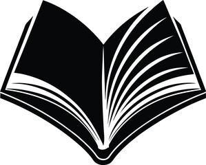 Open book silhouette, Open library book magic of reading, sparkle vector silhouette on a white background