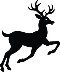 Running Deer Silhouette Captured Mid Leap on Plain Background