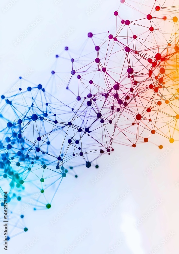 Poster a visually captivating network of connected dots, illustrating the intricate links and interactions 