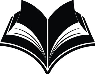 Open book silhouette, Open library book magic of reading, sparkle vector silhouette on a white background