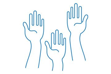 Hand Raise icon Thin outline art symbol