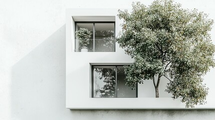 Modern architecture with potted trees