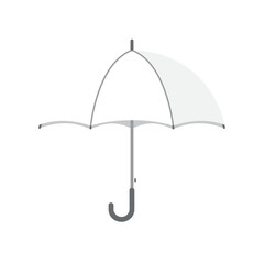 Simple Open White Umbrella with Grey Handle Illustration