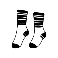 Hand-drawn illustration of socks featuring striped designs, on clean backdrop