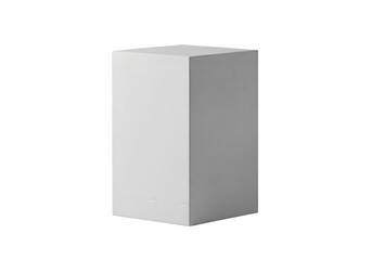 Naklejka premium Minimal concrete box mockup on white background, perfect for branding, packaging design, and industrial-themed product presentations.