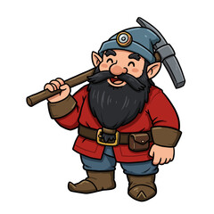 Joyful Dwarf Miner: A charming dwarf miner, brimming with happiness and carrying his essential tools, radiates the warmth and joviality of a hard worker ready for a productive day.