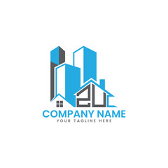 Modern Real Estate Logo Design – Blue Building Icon Template for Construction or Property Business