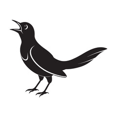 Cuckoo Perched And Calling With Open Beak