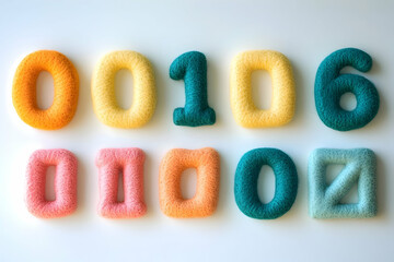 Fototapeta premium Knitted numbers illustration