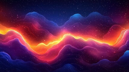 Obraz premium Vibrant Abstract Background with Wavy Patterns and Starry Sky