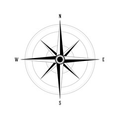 Navigational compass with cardinal directions of NEWS