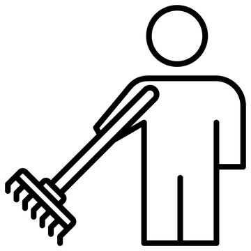 person raking leaves simple line art clip art preview