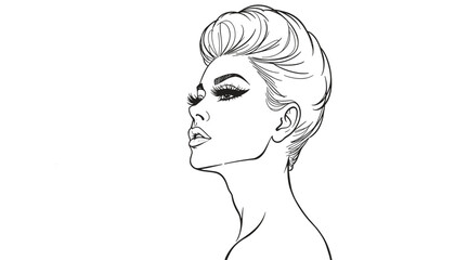 Drag Queen Profile with Exaggerated Eyelashes in Elegant Style  