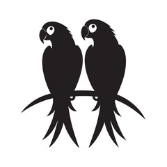 Macaw Pair Perched Side By Side Silhouette