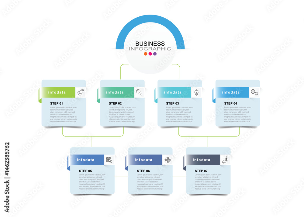 Poster infographic 6 options design elements for your business data. vector illustration