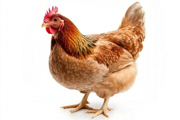 Fototapeta premium a hen isolated on a white background, ultra-realistic, real photo