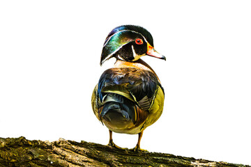 Wood Duck (Aix sponsa) Photo, Showing His Colors, on a Transparent Isolated PNG Background