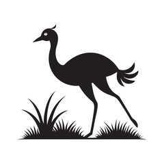 Rhea Running Across Grassland With Long Legs