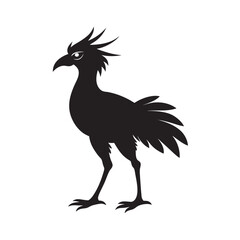 Secretary Bird Stomping Forward With Crest Raised