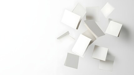 Abstract composition of many white and light gray squares.