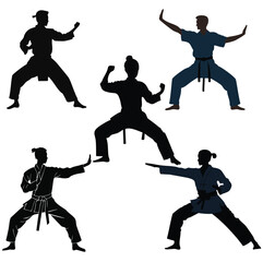 Martial Arts & Boxing Silhouette Vector Set
