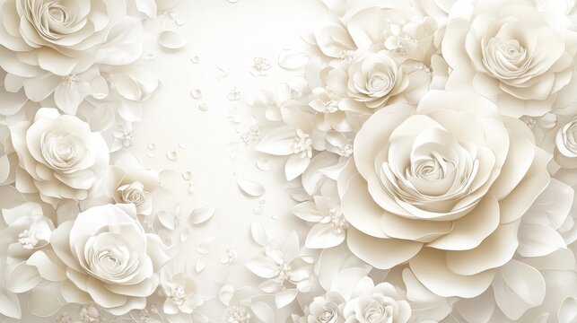Elegant, decorative floral pattern of white roses.