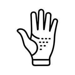 Obraz premium black outline icon of golf glove with grip texture on palm, minimal vector design, essential player gear for comfort and control in tournament