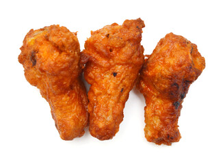 Fried chicken wings on white background 