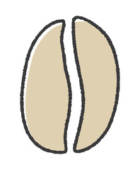 おしゃれでかわいい手描きのコーヒー豆のイラスト素材 - 一粒の生豆、浅煎りの豆のシンプルなアイコン